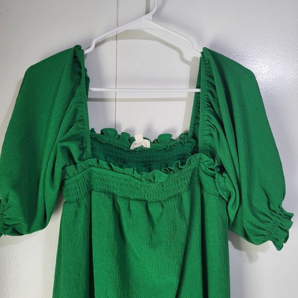 SUGARLIPS Womens LG Kelly Green Miss Sunshine Convertible Sleeve Babydoll Dress - Picture 4 of 12